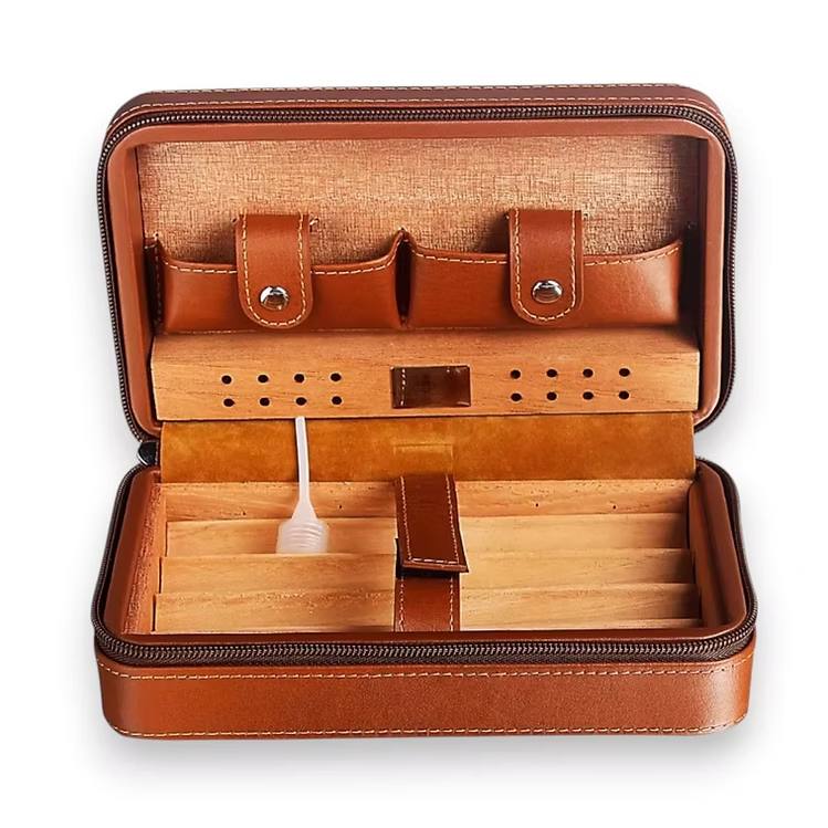 Travel Brown Leather Cigar Case